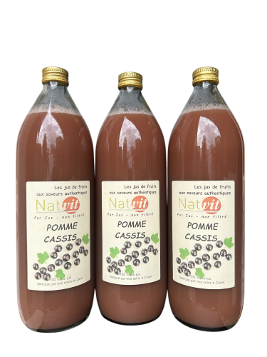 Pur jus Pomme Cassis Lot de 3 bouteilles de 1L