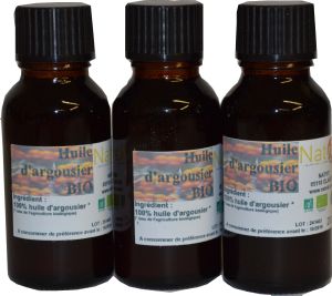 Huile d'argousier BIO 20 ml par lot de 3 bouteilles