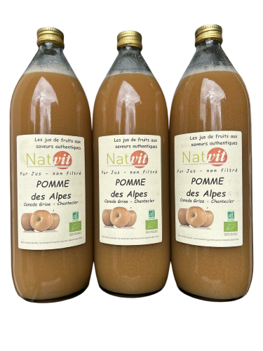 Pur jus pomme Canada Grise Chanteclerc BIO Lot de 3 bouteilles de 1L