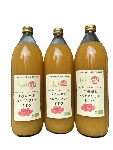 Pur jus Pomme Acérola Lot de 3 bouteilles de 1L