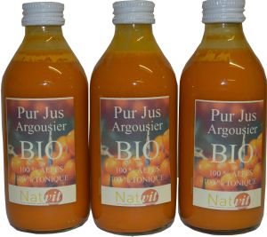 Jus d'argousier BIO riche en vitamine C lot de 3 bouteilles  de 250 ml (soit 750 ml)