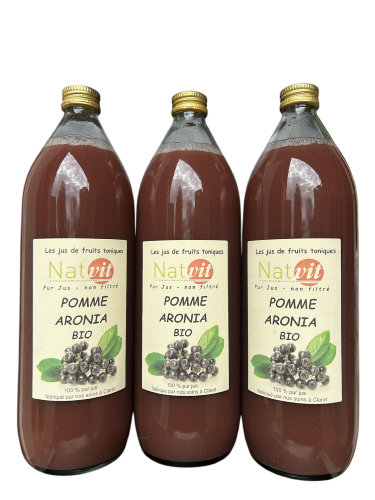 Pur jus Pomme Aronia Lot de 3 bouteilles de 1L