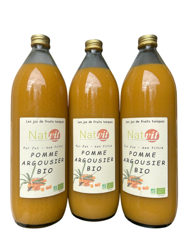 Pur jus Pomme Argousier Lot de 3 bouteilles de 1L