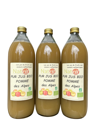 Pur jus Pomme Bio Lot de 3 bouteilles de 1L